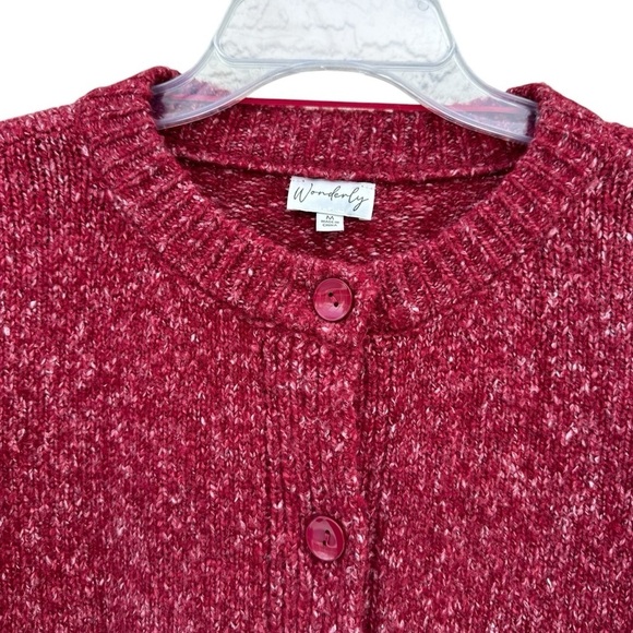 Wonderly Mauve Marled Knit Button Front Cardigan, M - Picture 4 of 11